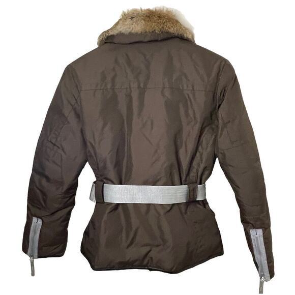 Compagnia Della Moda Brown Down Jacket Rabbit Fur Collar Women XS/S Alps Skiing - Picture 2 of 16